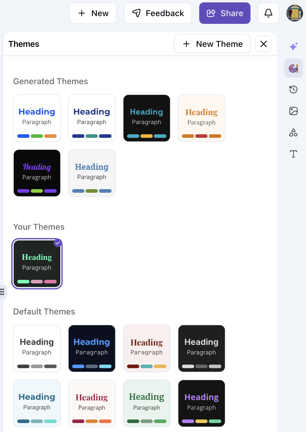 Theme Selector Panel