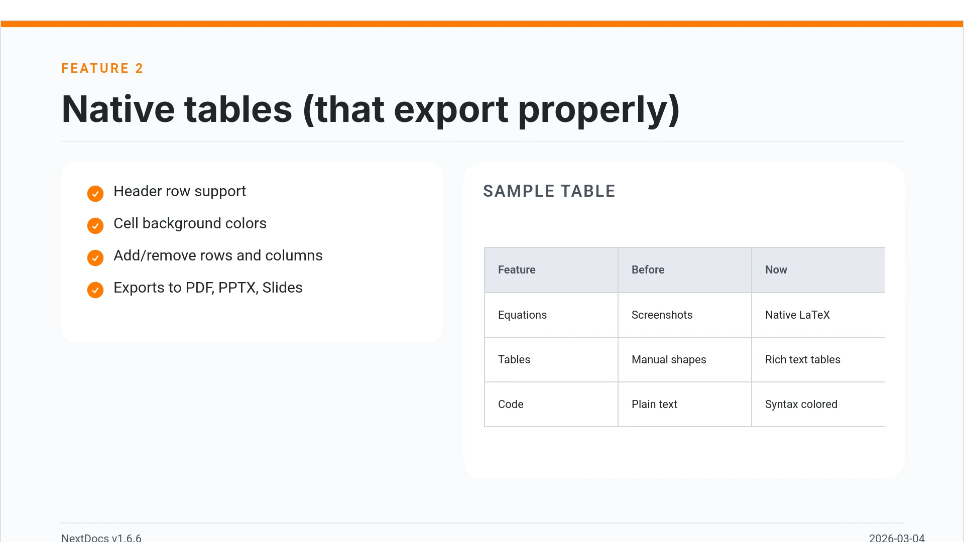 NextDocs中的原生表格