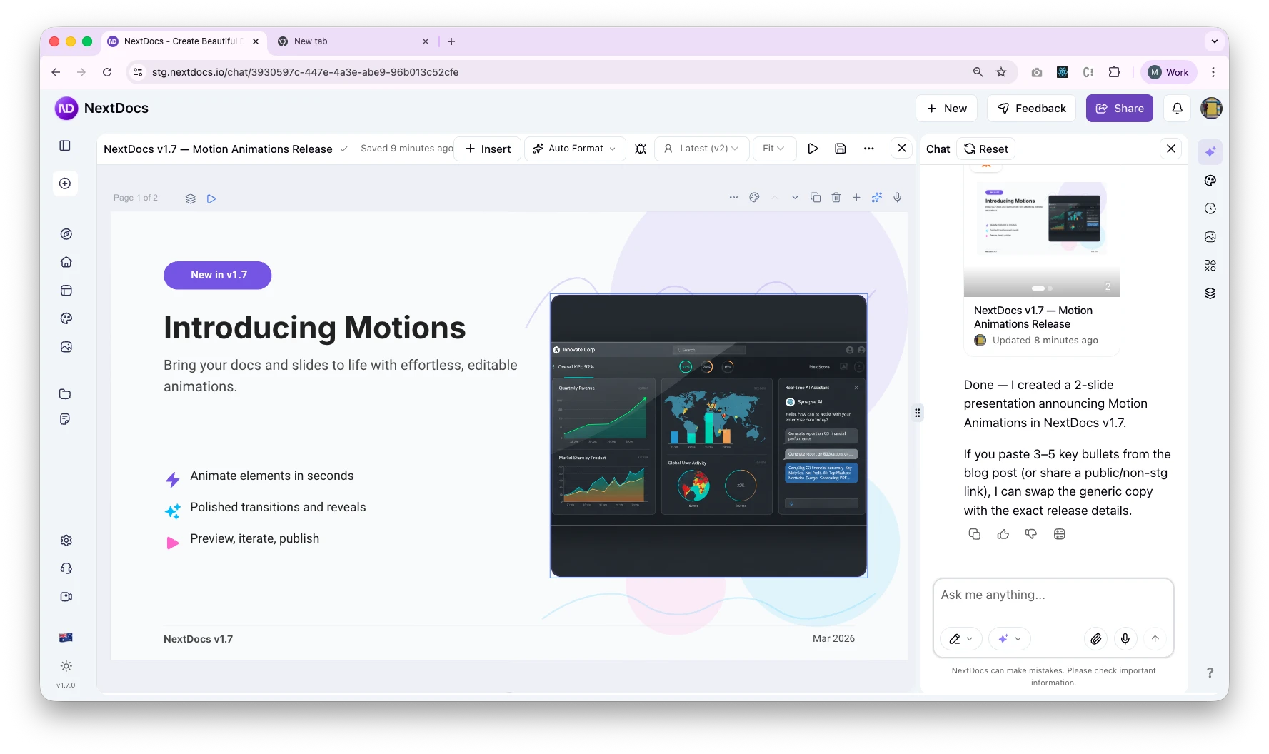 NextDocs v1.7.0: モーションアニメーション、動画エクスポートなど