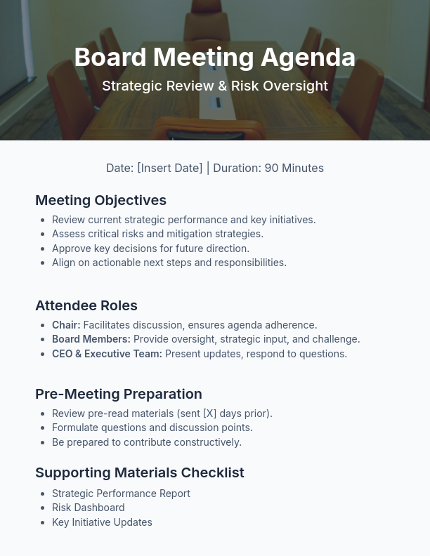 Board Agenda: Strategic Review & Risk