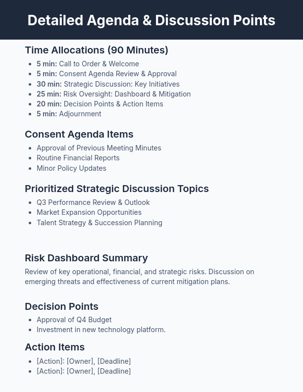 Board Agenda: Strategic Review & Risk