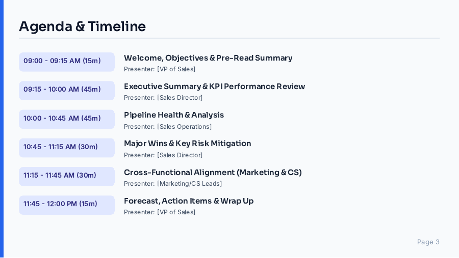 QBR Strategic Sales Review Agenda