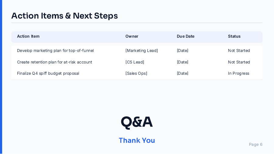 QBR Strategic Sales Review Agenda