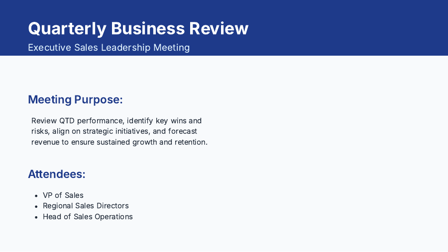 QBR Agenda: Executive Sales Review