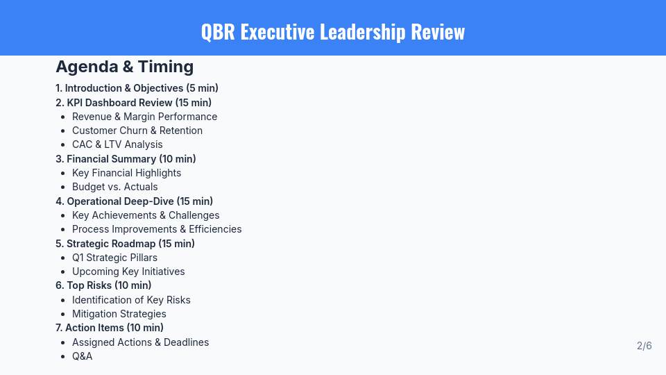 Executive QBR: Growth & Ops Agenda