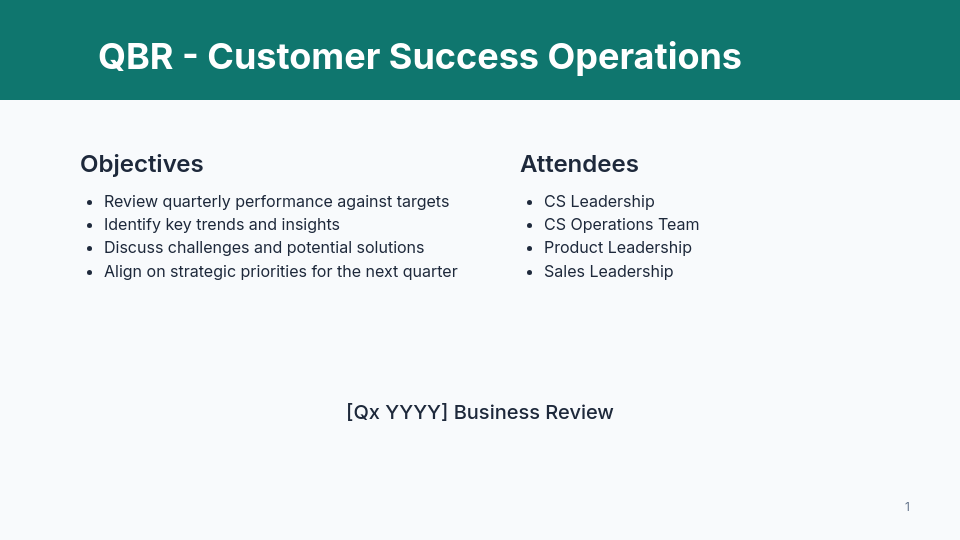 QBR: Ops & Metrics Review for Customer Success