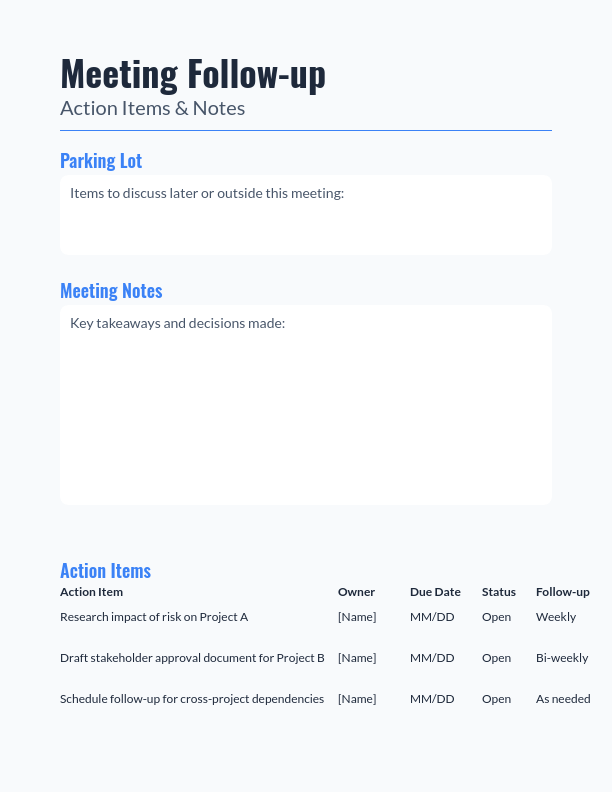 Team Alignment Agenda - Project Priorities