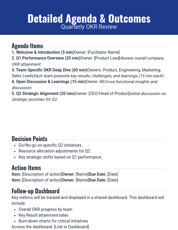 Team Meeting Agenda: Quarterly OKR Review