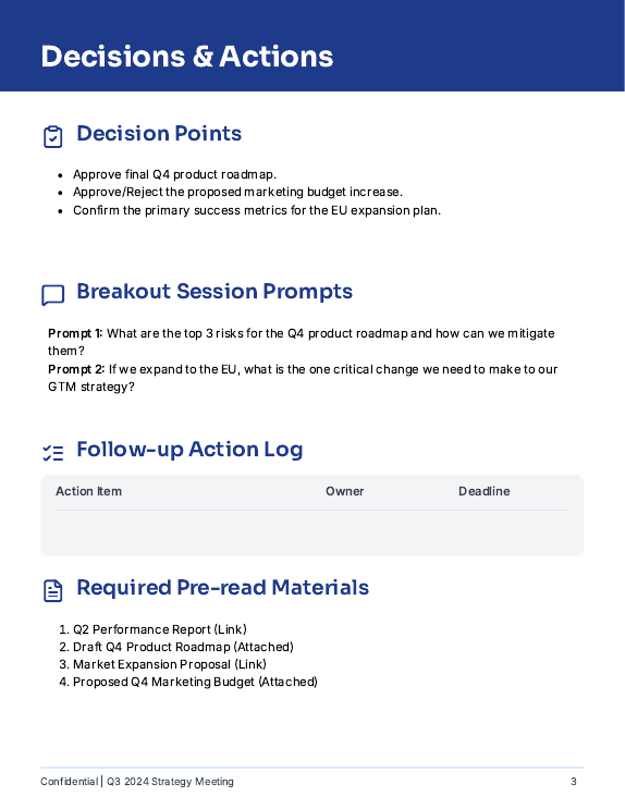 Quarterly Strategy Team Meeting Agenda