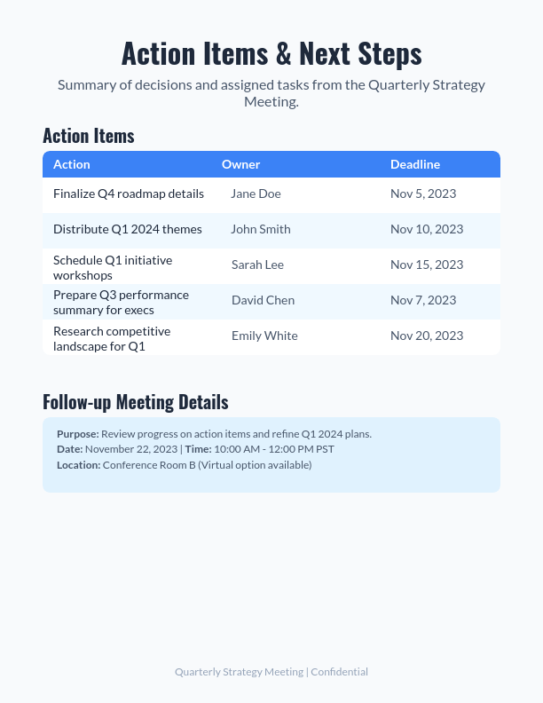 Quarterly Strategy Team Meeting Agenda