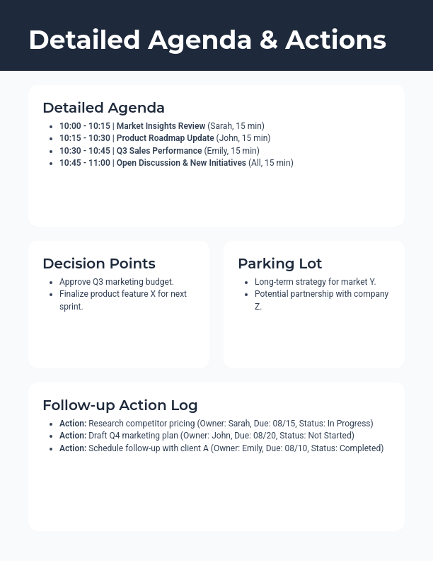 Monthly Team Agenda: Strategy & Actions