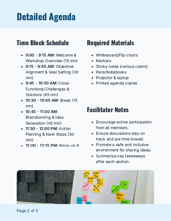 Interactive Workshop Agenda for Team Alignment