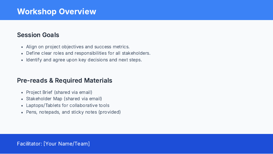 Stakeholder Alignment Workshop Agenda
