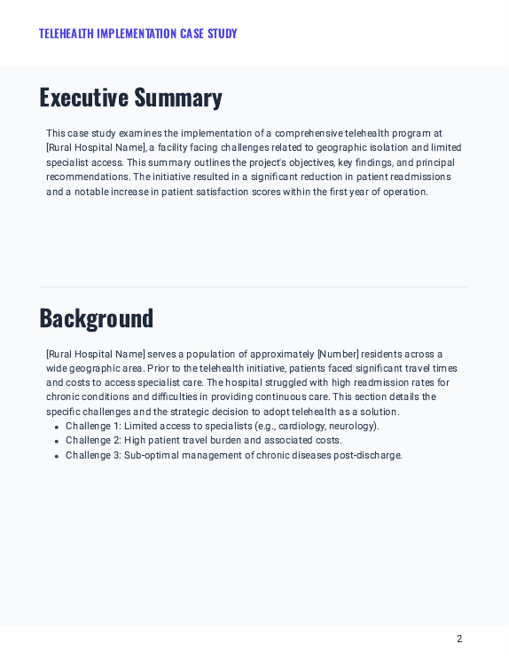 Telehealth Outcomes for Rural Hospitals