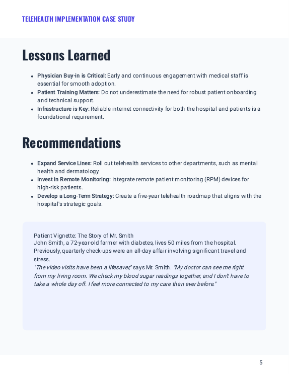 Telehealth Outcomes for Rural Hospitals