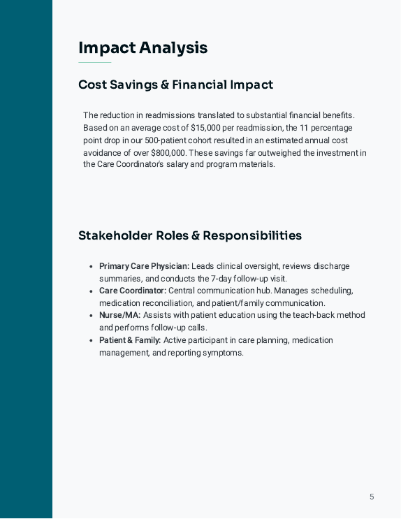 Primary Care Readmission Reduction Case Study