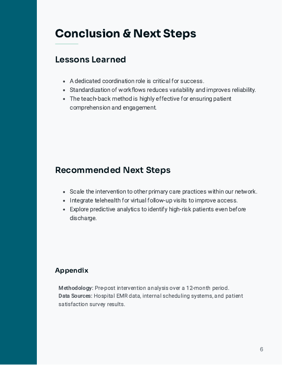 Primary Care Readmission Reduction Case Study