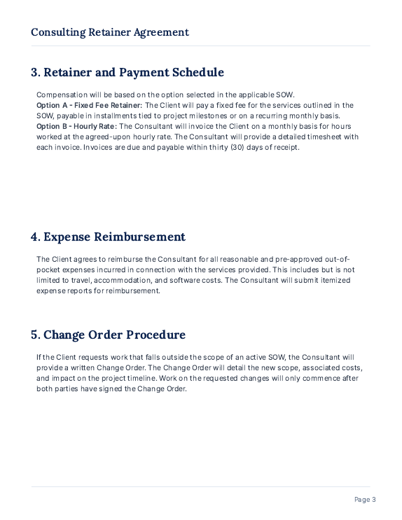 Consulting Retainer Agreement (Project-Based)