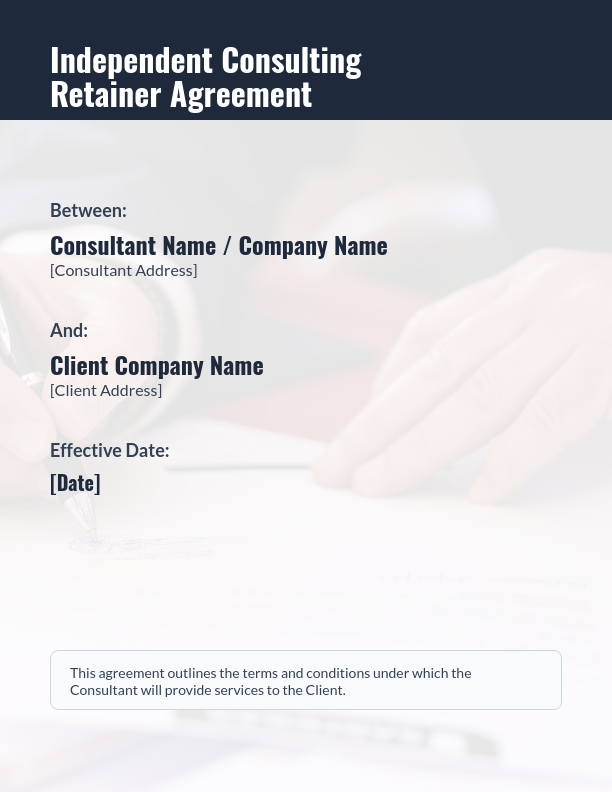 Independent Consulting Retainer Agreement