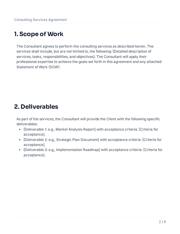 Consulting Services Agreement for Advisors