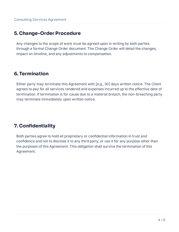 Consulting Services Agreement for Advisors