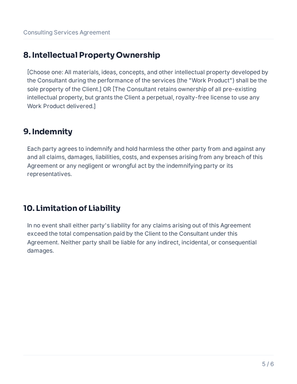 Consulting Services Agreement for Advisors