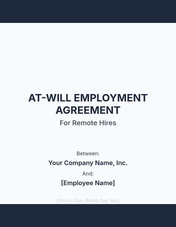 At-Will Employment Agreement for Remote Hires
