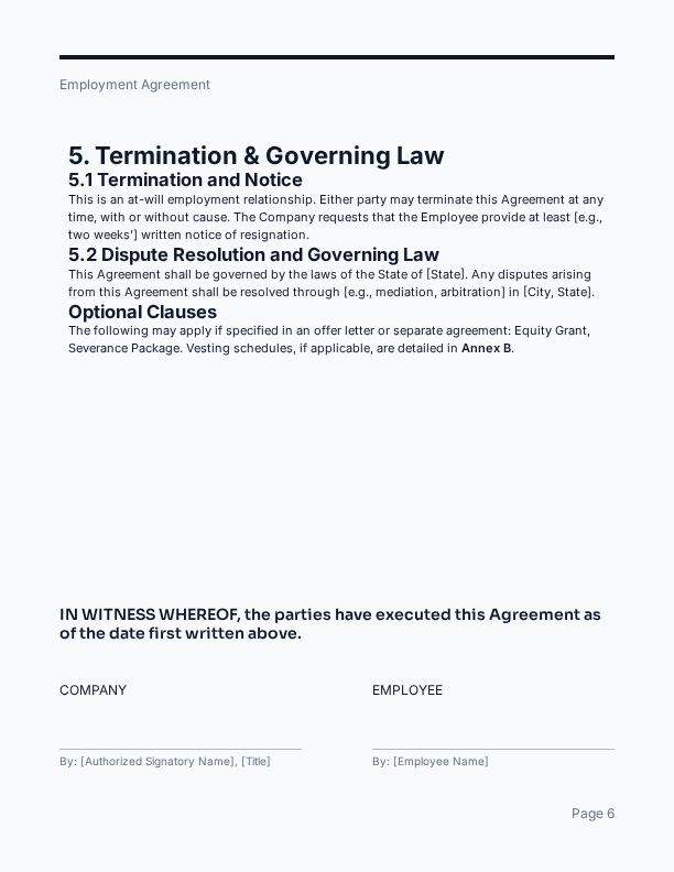 Employment Agreement for Remote & Hybrid Roles