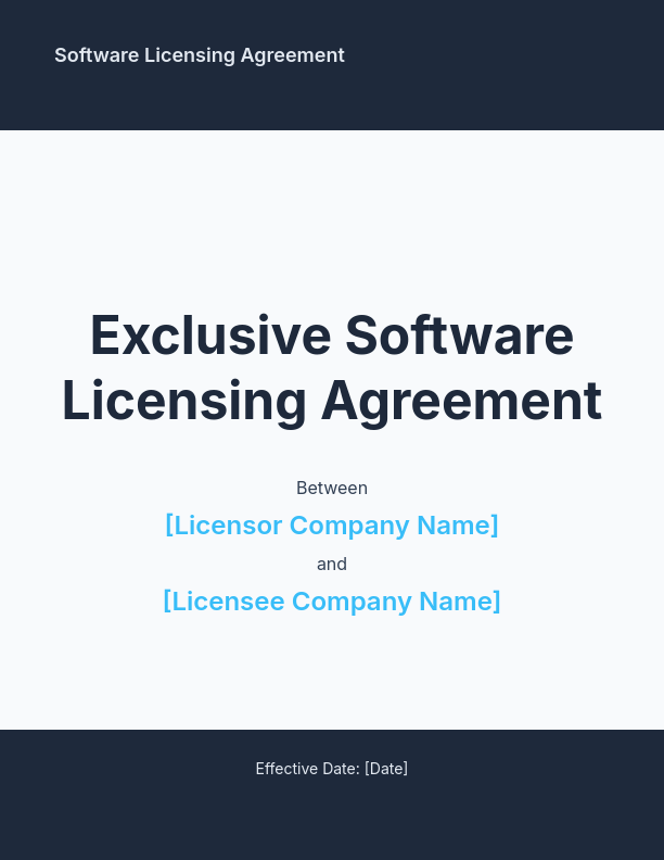 Exclusive Software License (Royalty Terms)