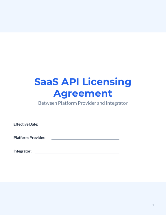 SaaS API Licensing Agreement for Integrators