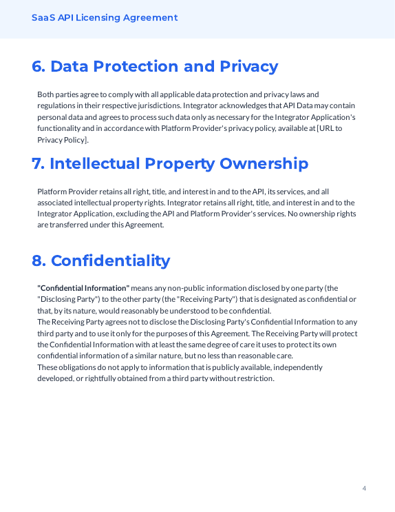 SaaS API Licensing Agreement for Integrators