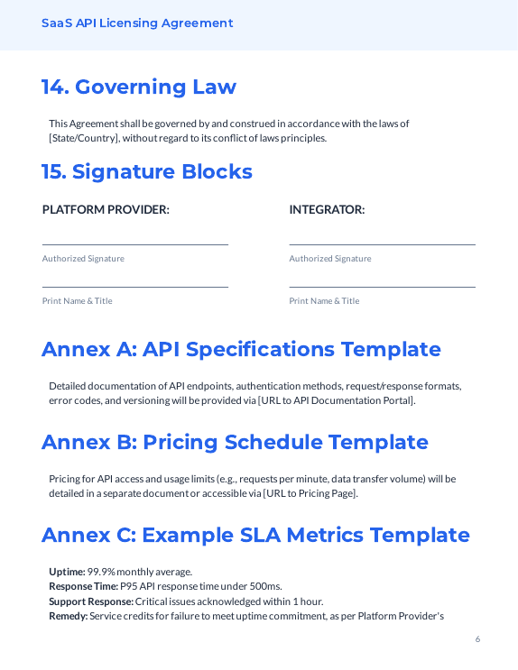SaaS API Licensing Agreement for Integrators