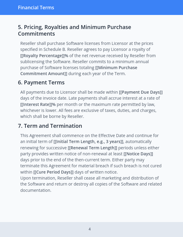 Commercial Software Licensing Agreement (Reseller)