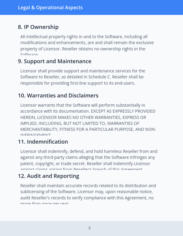 Commercial Software Licensing Agreement (Reseller)