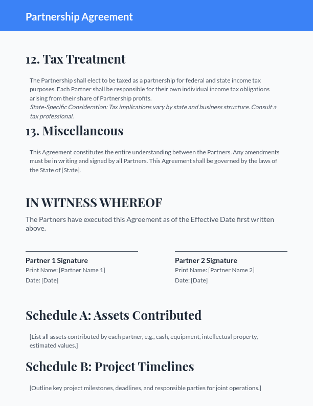 Partnership Agreement: Revenue Sharing