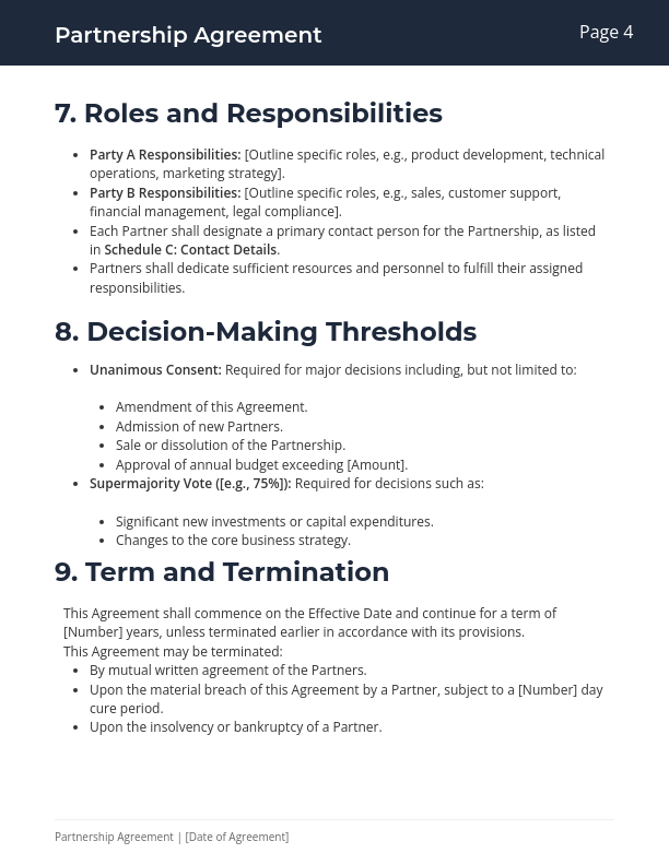 Partnership Agreement — Revenue Sharing JV