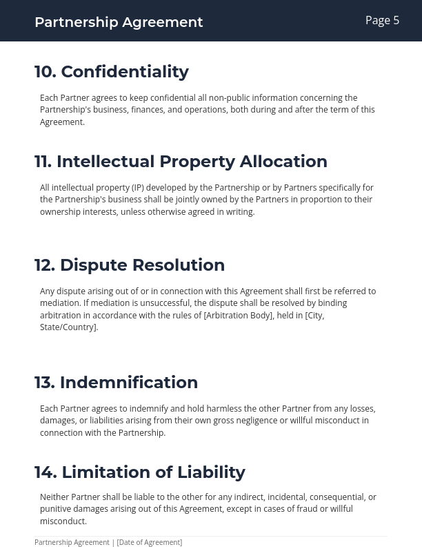Partnership Agreement — Revenue Sharing JV
