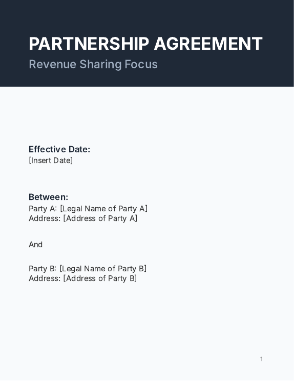 Partnership Agreement: Revenue Share Model