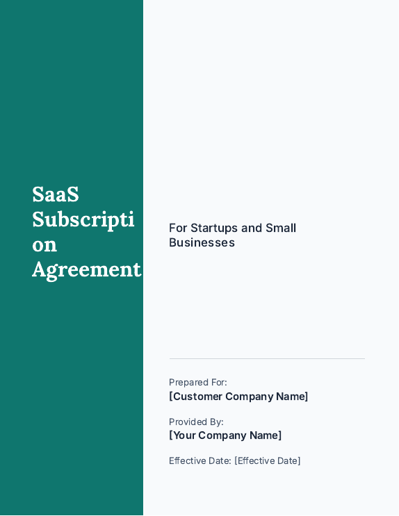 SaaS Subscription Agreement for Startups