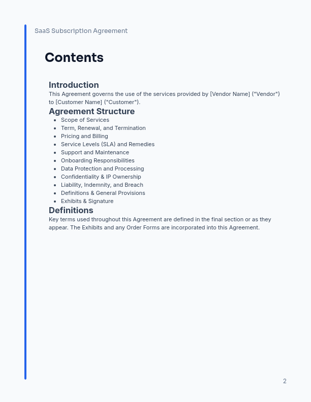 SaaS Subscription & Data Protection Agreement