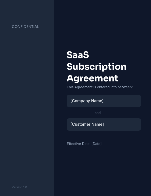 SaaS Subscription Agreement for SMBs