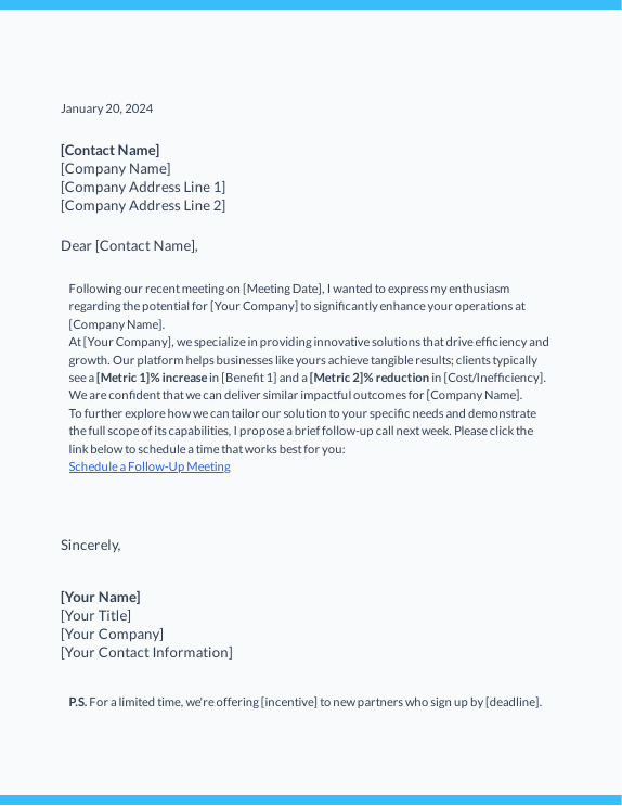 Sales Follow-Up Cover Letter for B2B Deals