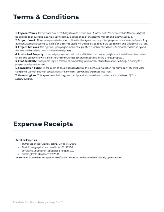 Agency Invoice — Retainer & Milestones