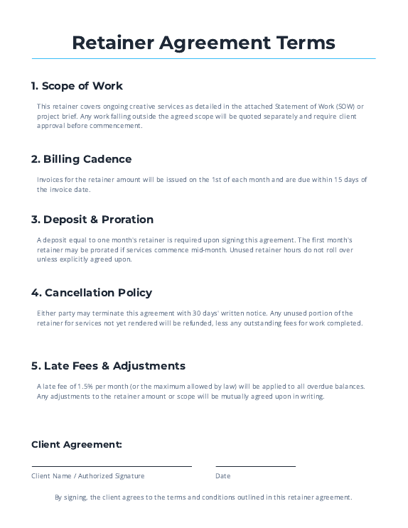 Creative Agency Monthly Retainer Invoice