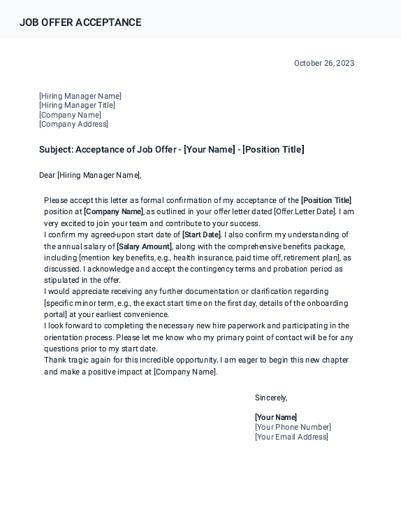 Job Offer Acceptance — Confirm Start Date & Terms