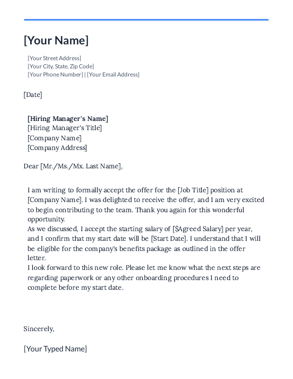 Job Offer Acceptance & Salary Confirmation