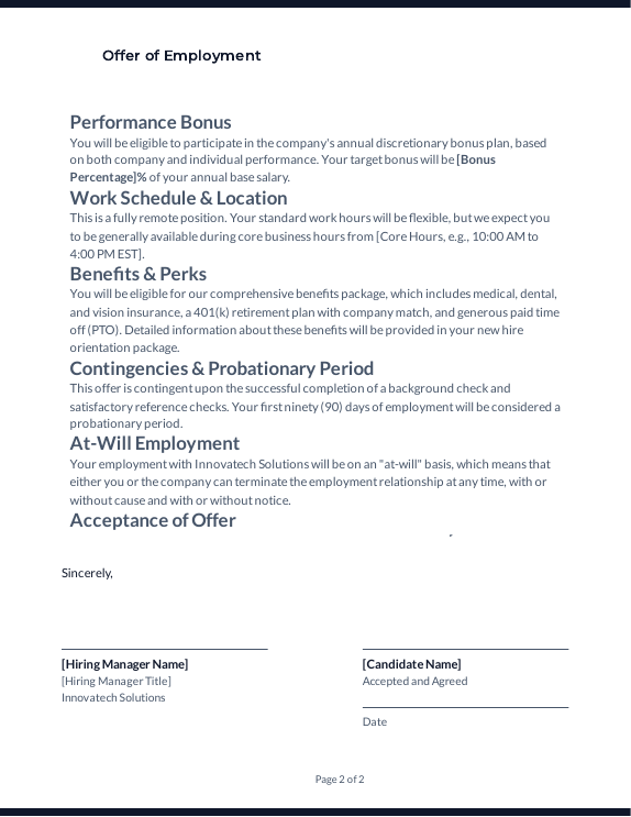 Job Offer Letter for Remote Senior Engineer