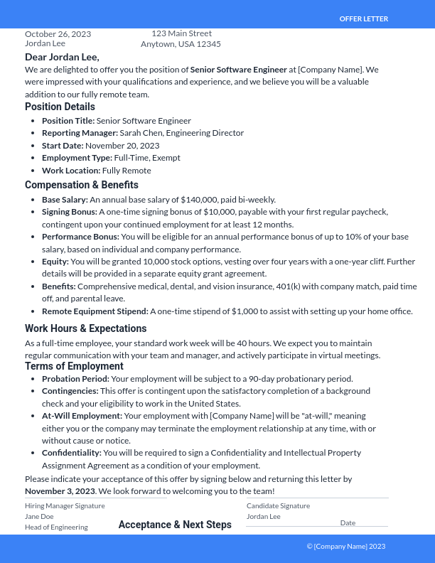 Senior Remote Engineer Offer with Bonus