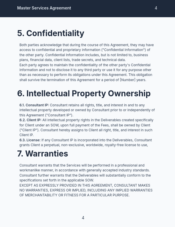 Consulting Services MSA for Small Firms