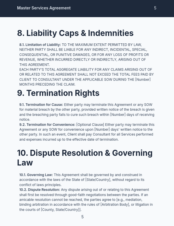 Consulting Services MSA for Small Firms